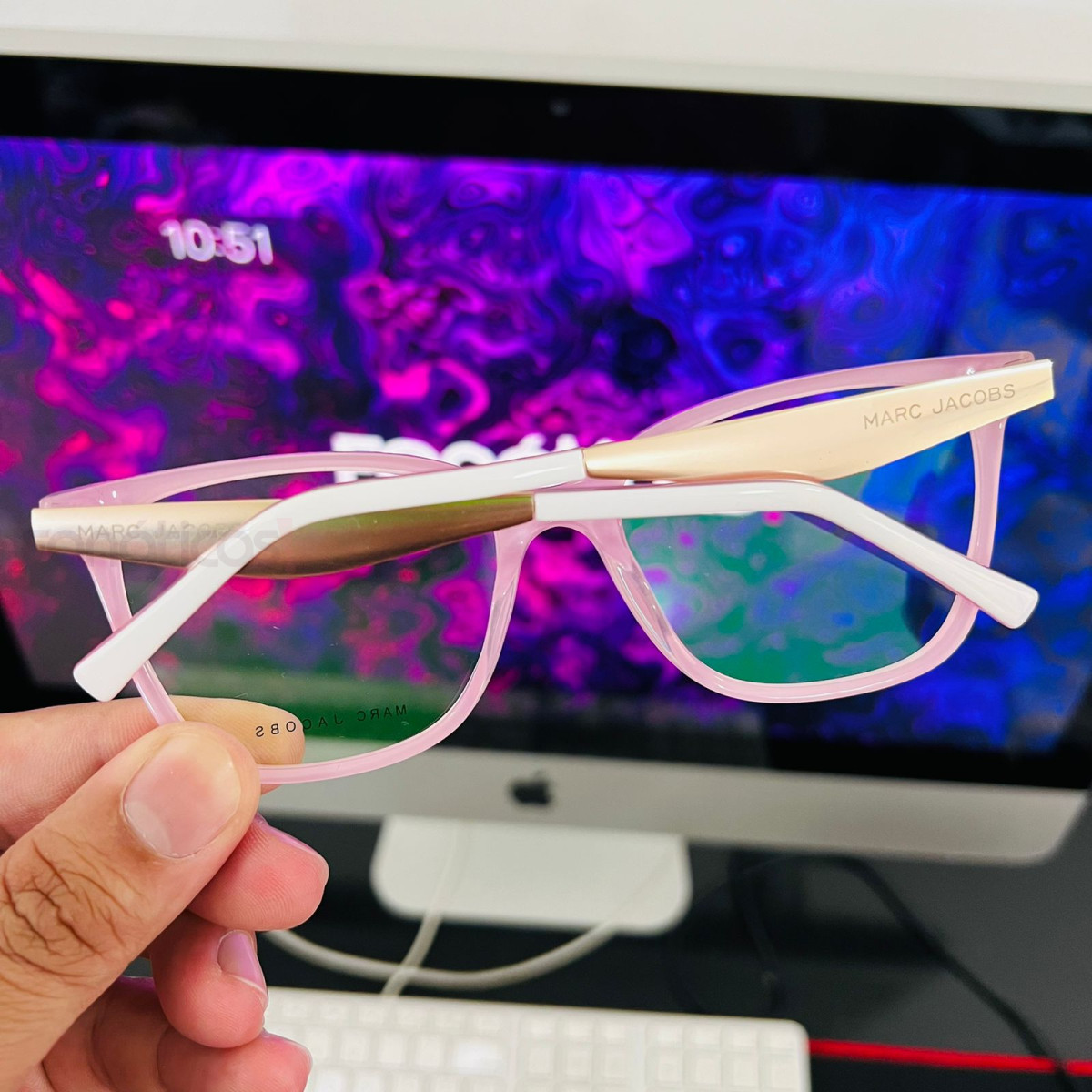 Armação de Oculos Quadrada Mj550 Branco e Rosa